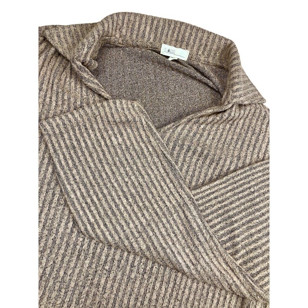 I AM Women's XL Striped Knit Sweater Collared Pullover Casual